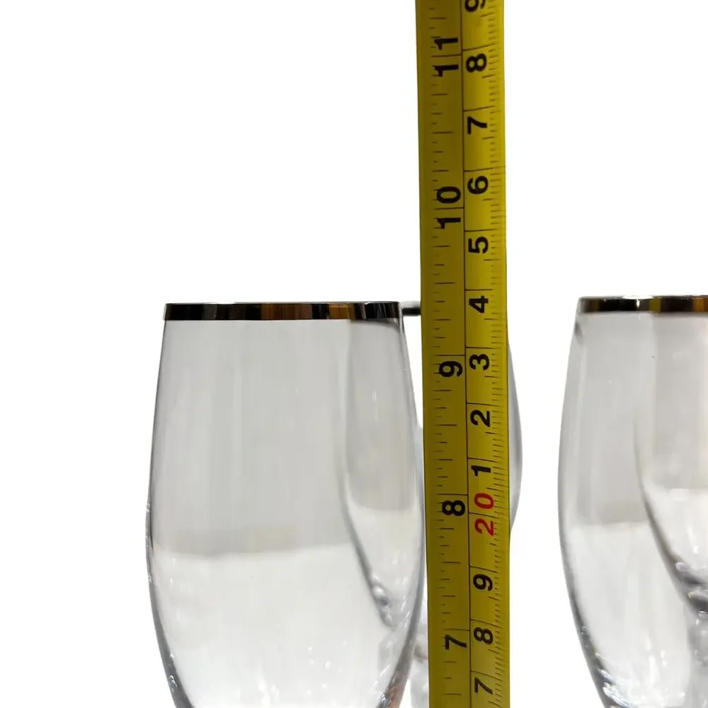 Royal Doulton Oxford Platinum Champagne Flute Set of 4 Lead Crystal Austria NEW